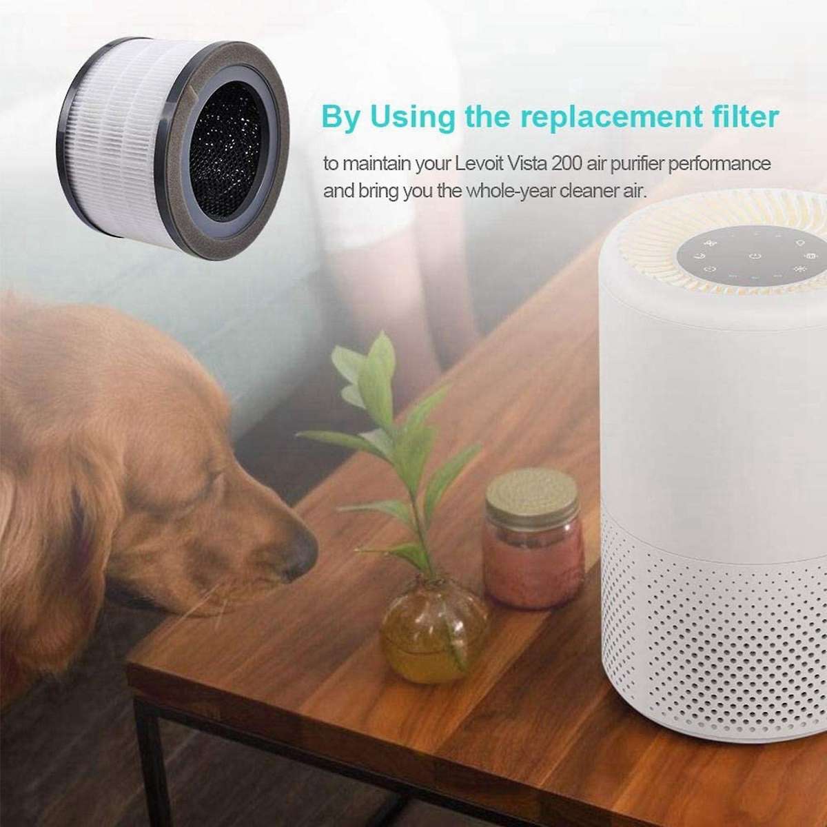 2x Air Purifier Replacement Filter Compatible with Levoit Vista 200