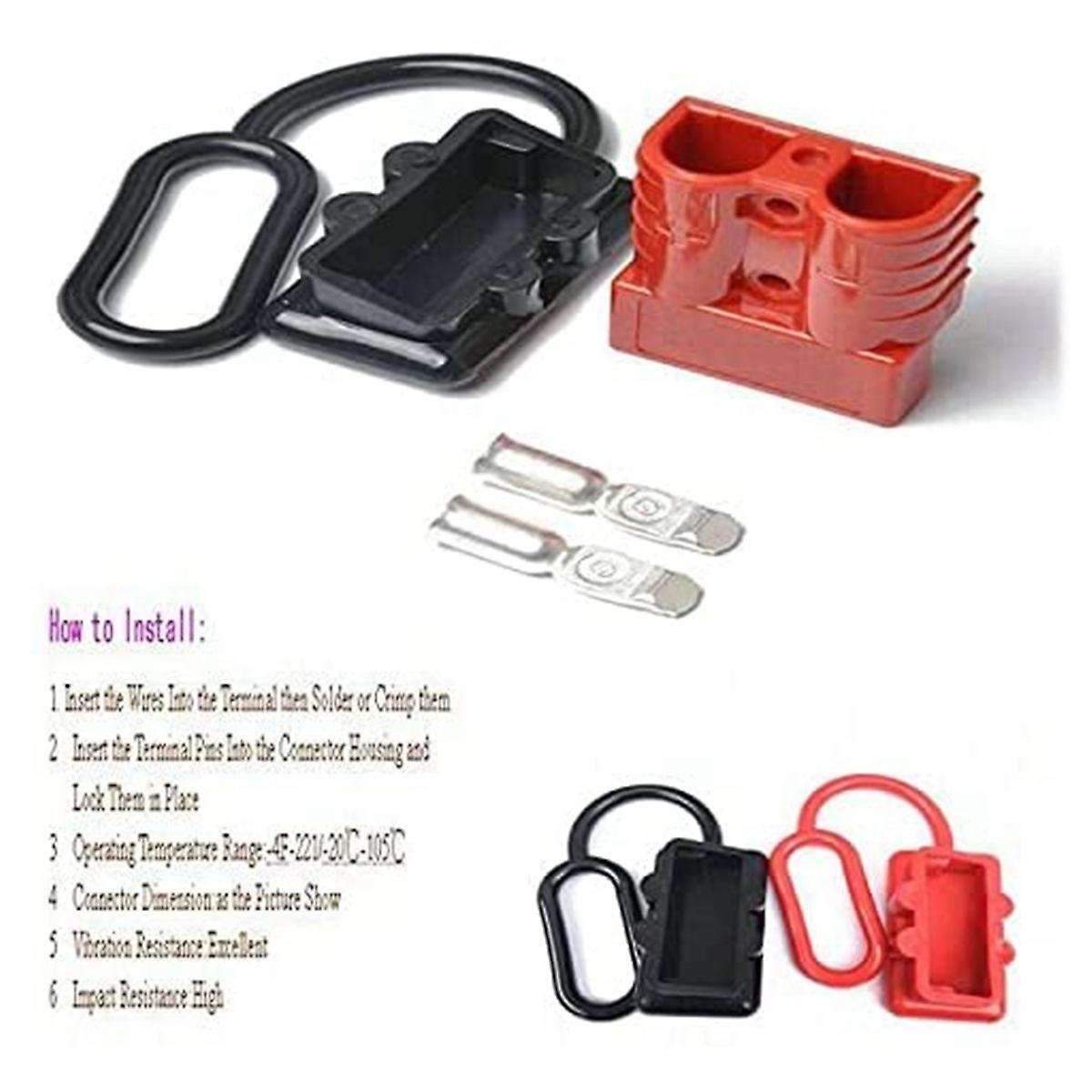 2pcs 350a 2/0 Awg Battery Power Connector Cable for Atv Winch Grey