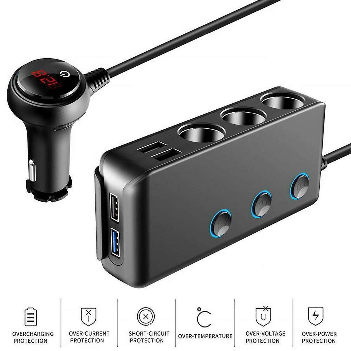 Car Car Lighter One for Four Fast Charge Usb Ports