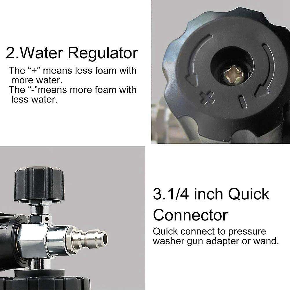 Snow Foam Cannon with 1l Bottle, Car Foam Blaster, 1/4inch Connector