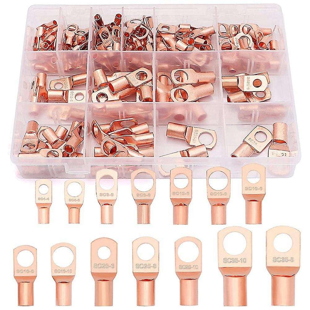 174pcs Copper Battery Cable Ends Ring Terminal for Awg2/4/6/8/10/12