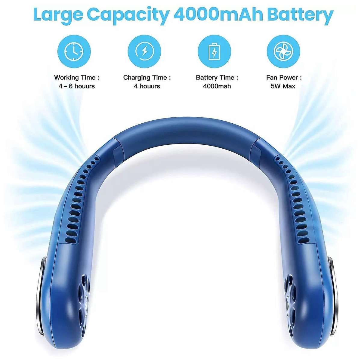 Portable Handsfree Bladeless Neck Fan - 360bendable Low Noise