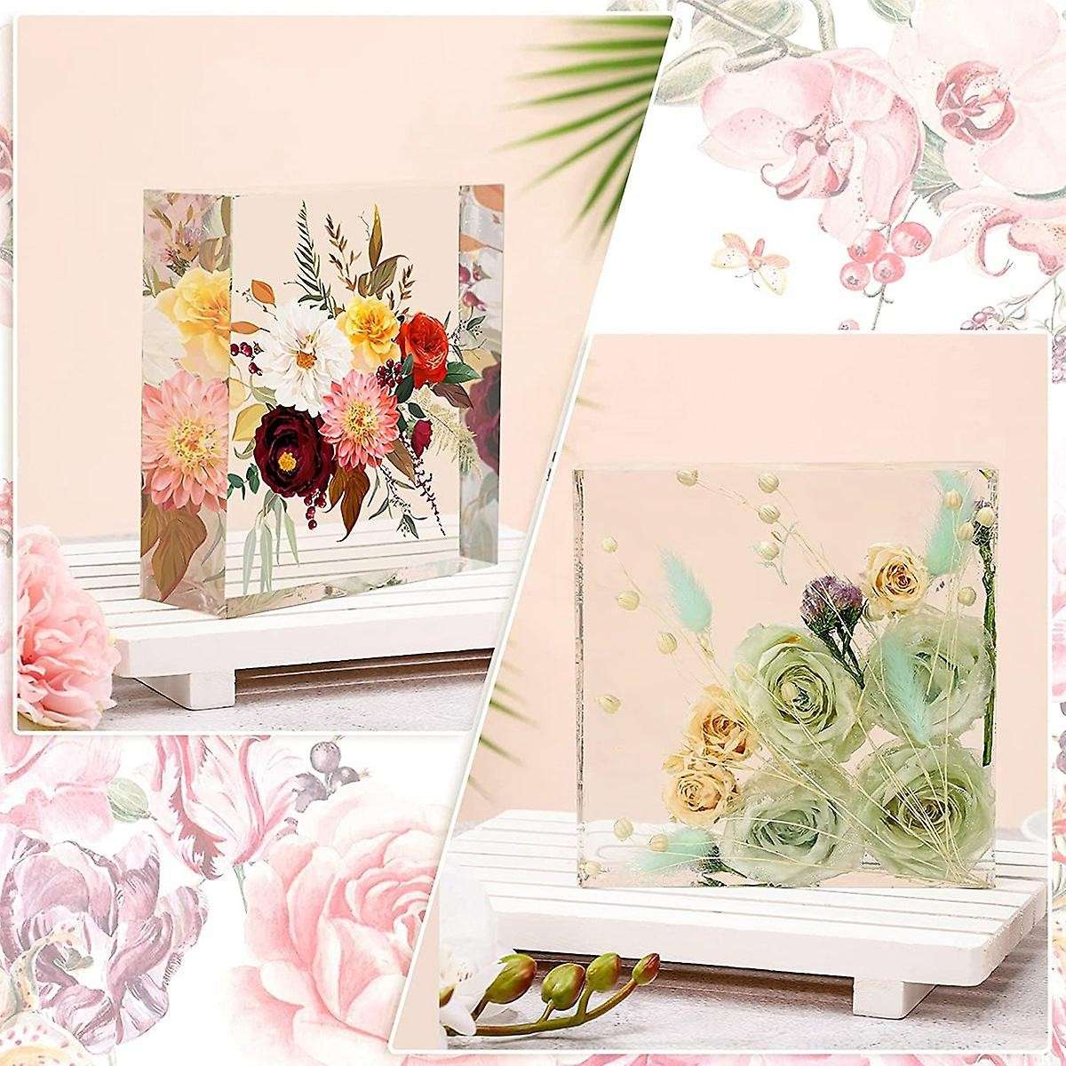 3 Pcs Molds for Resin Deep Square/hexagon Heart/ Bookends Resin Mold