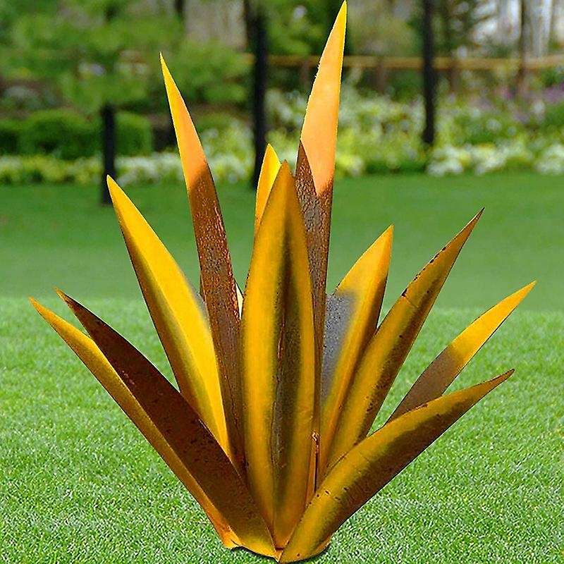 13.7inch Diy Metal Agave Plants,garden Lawn Ornaments-yellow