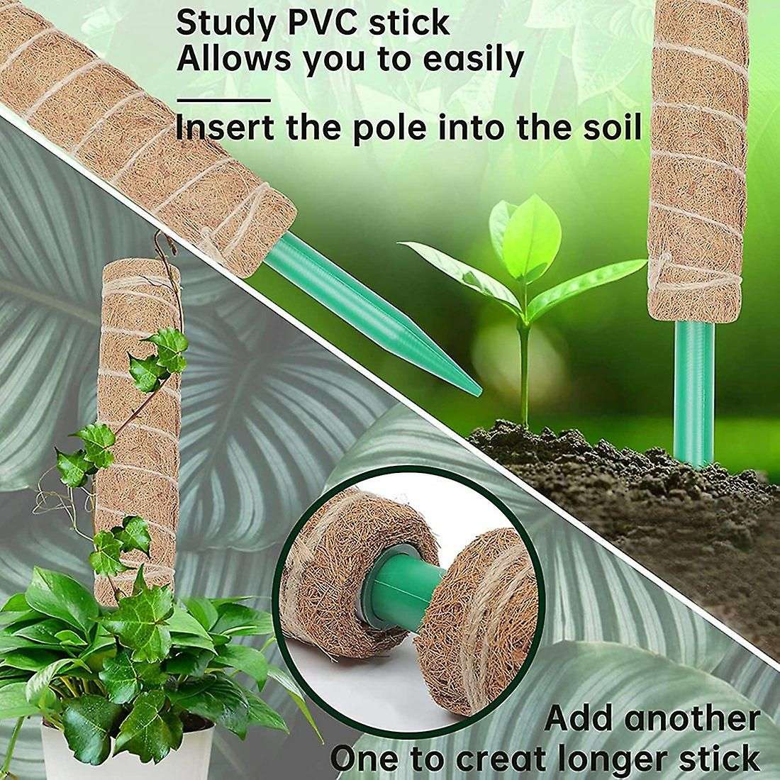 Moss Pole for Climbing Plants,6 Pack Coir Pole, to Grow Upwards