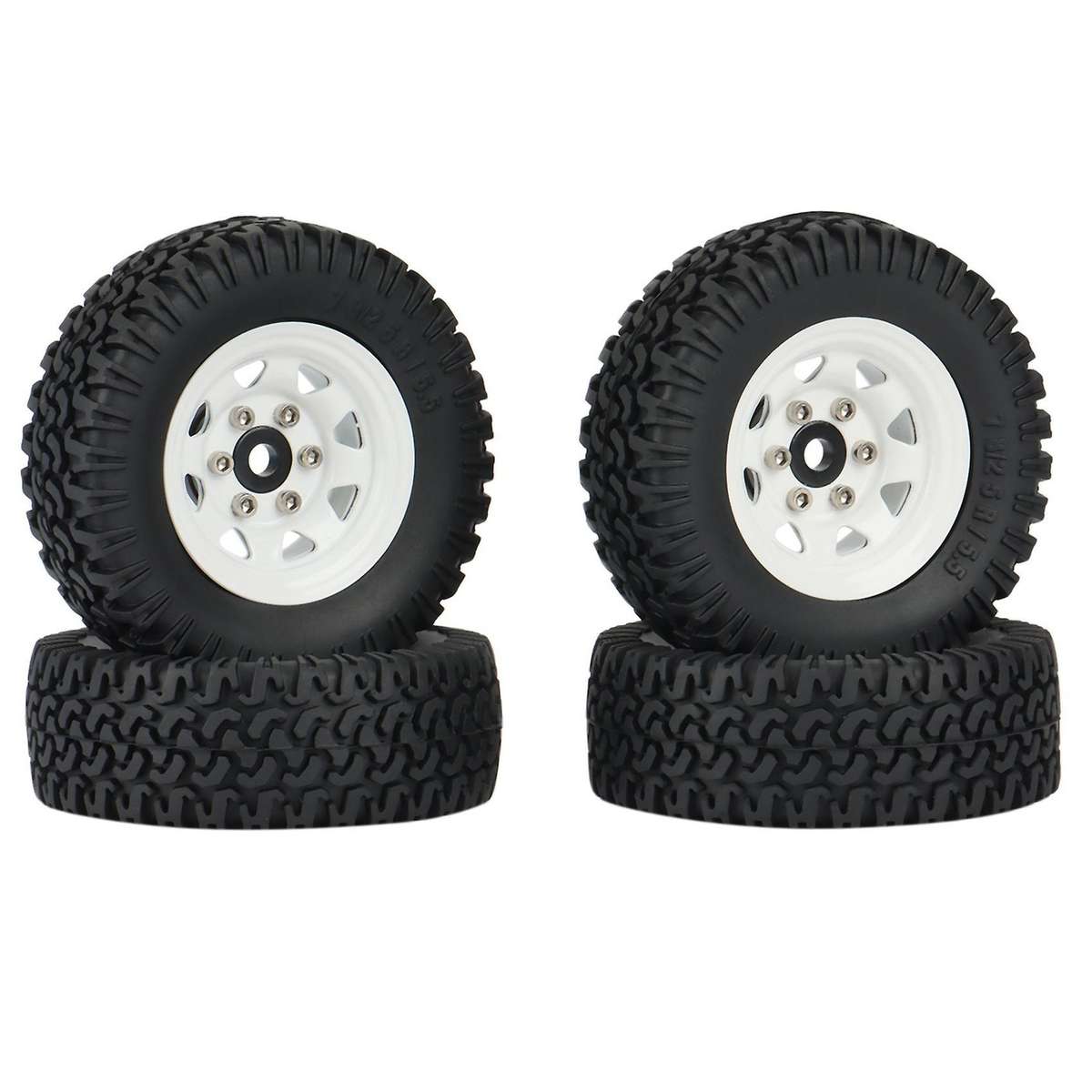 4pcs 1.55 Beadlock Wheel Rim Tires Set for 1/10 Axial Jr ,1