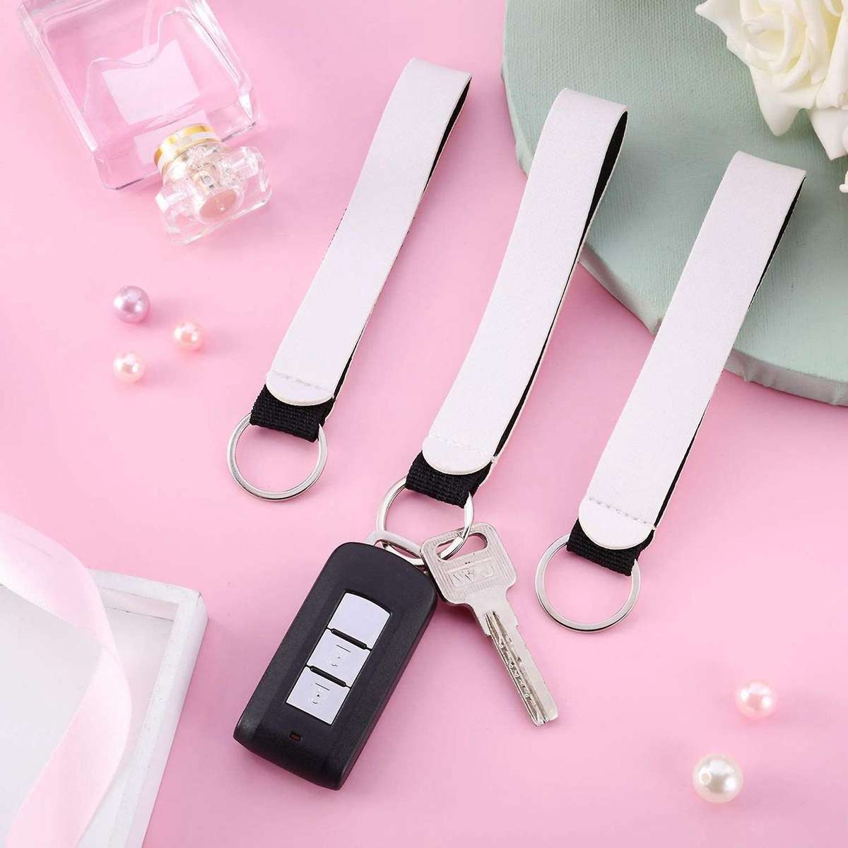 20 Pcs Sublimation Blank Neoprene Wristlet Keychain Lanyard Holder