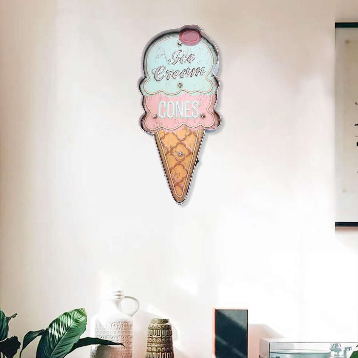 Ice Cream Signs Cafe Shop Decorative for Wall Retro Coffee Plaque