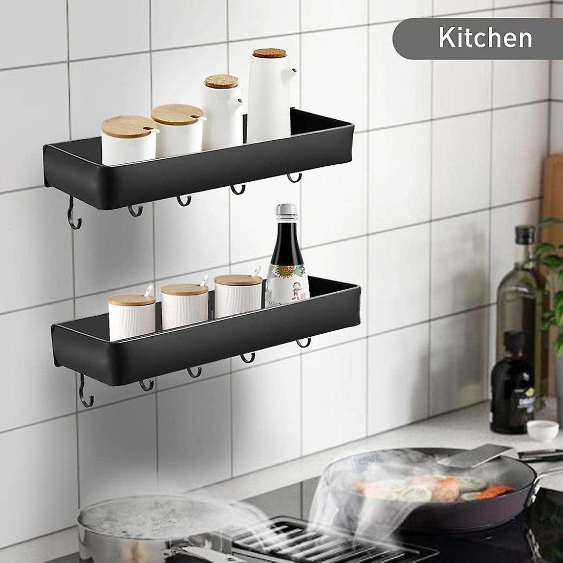 Bathroom Shelves,with 5 Removable Towel Hooks for Bathroom Kitchen