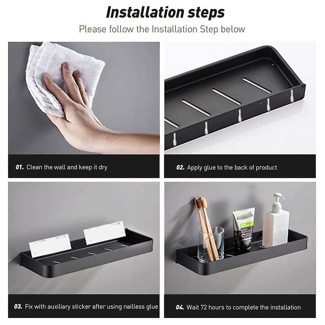 Bathroom Shelves,with 5 Removable Towel Hooks for Bathroom Kitchen