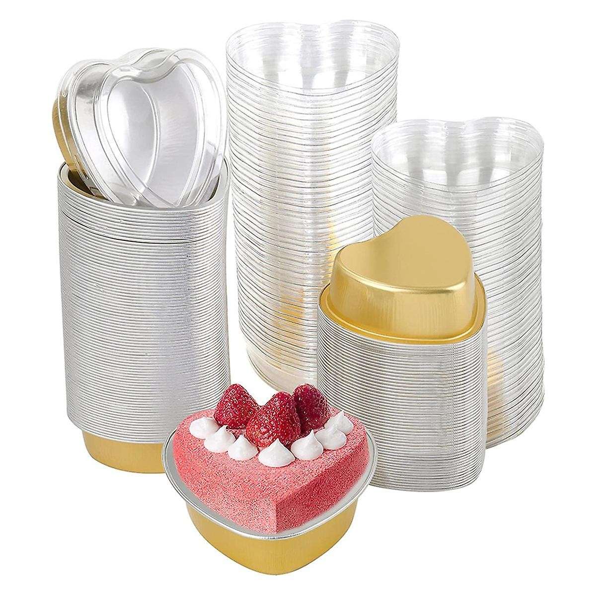 100pcs Muffin Cupcake Cups,heart-shaped Cups with Lid,for Birthday