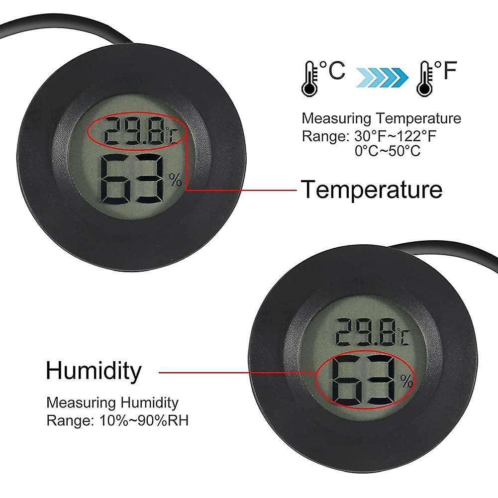 9pcs Mini Digital Hygrometer Thermometer Gauge with Probe, White