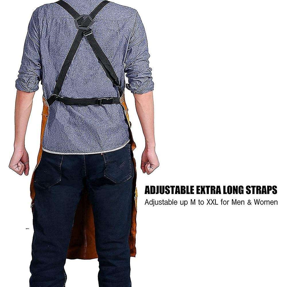 Leather Work Shop Apron with 6 Tool Pockets,24x36inch,m to Xxl