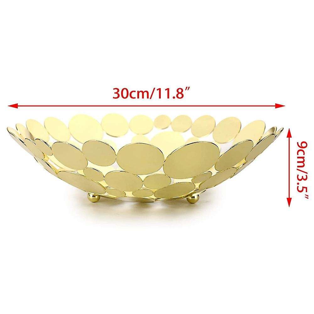 Metal Fruit Bowl Basket Decorative Countertop Fruit Holder (golden)