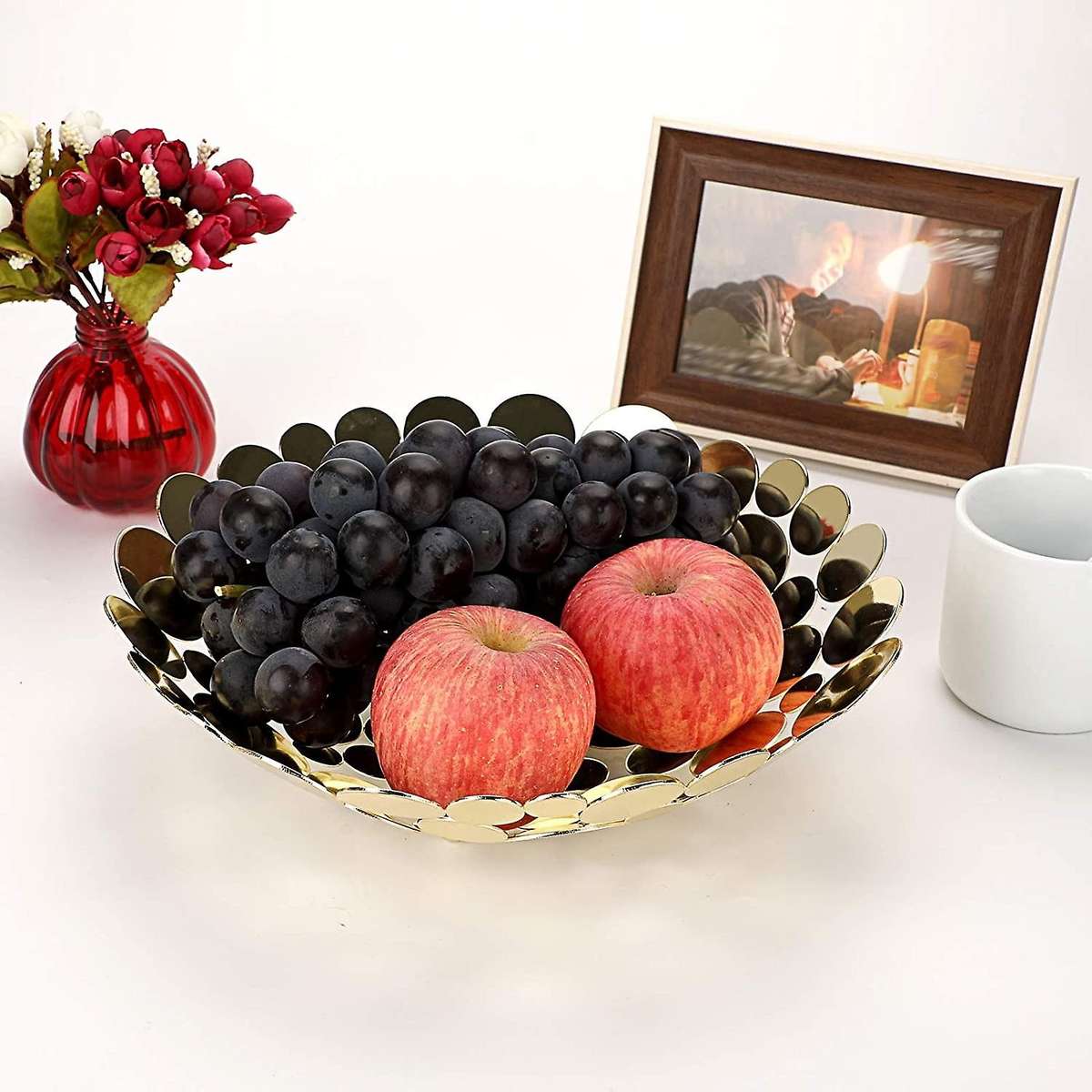 Metal Fruit Bowl Basket Decorative Countertop Fruit Holder (golden)
