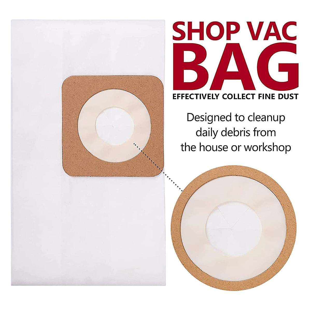 12 Pack Vacuum Dust Collection Bag for Shop Vac Type Ll 4 Gallons