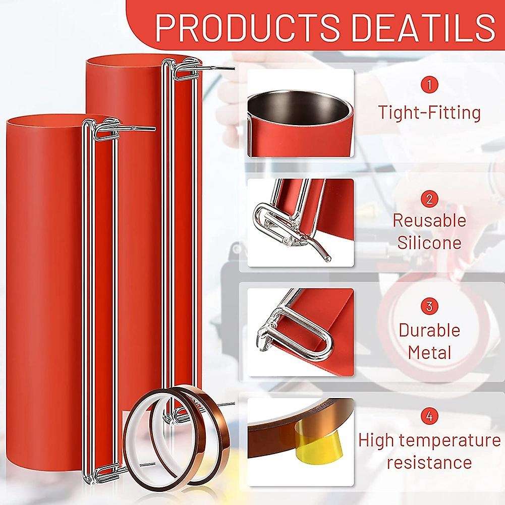Silicone Cup Clamp with 2 Rolls Heat Resistant Tape for Printing Mugs