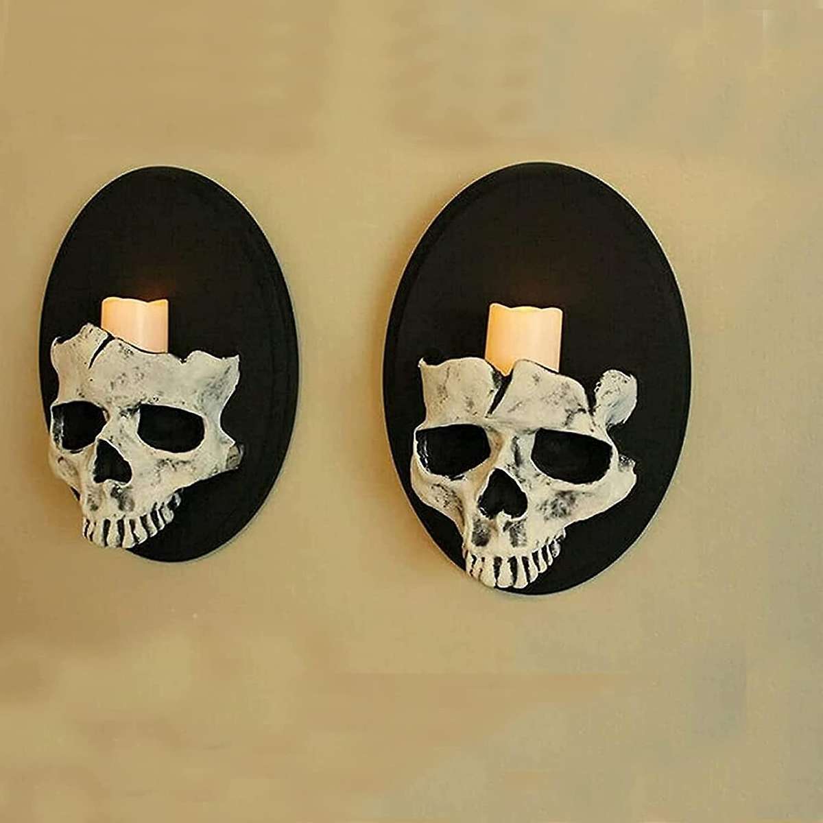 2pcs Halloween Skull Sconce Candle Holder,gothic Skeleton Wall Decor