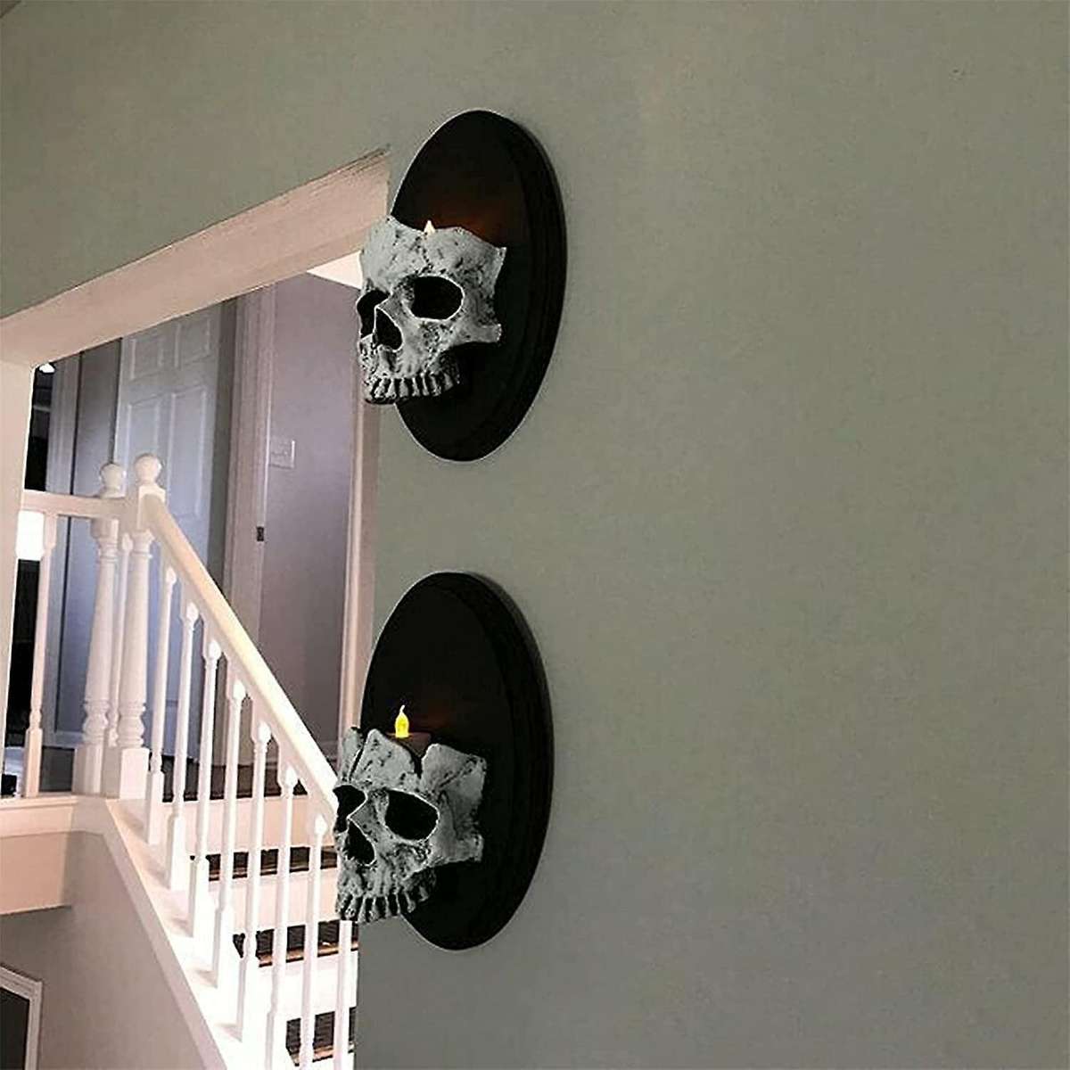 2pcs Halloween Skull Sconce Candle Holder,gothic Skeleton Wall Decor