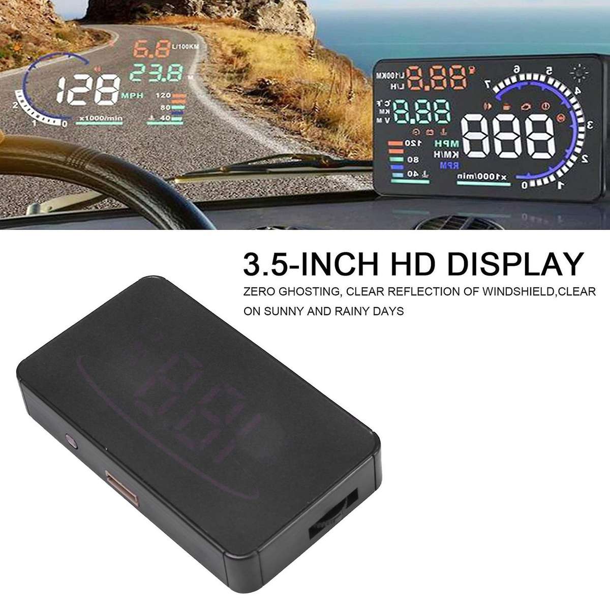 Head Up Display Car Universal Hud Obd, Speed Mph Km/h,engine Rpm