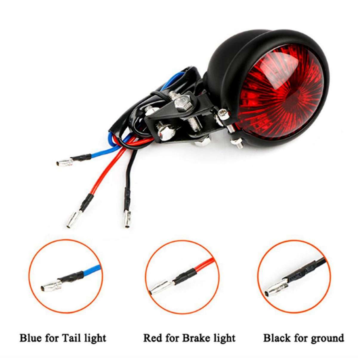 Red 12v Led Black Cafe Racer Tail Light for Chopper Bobber
