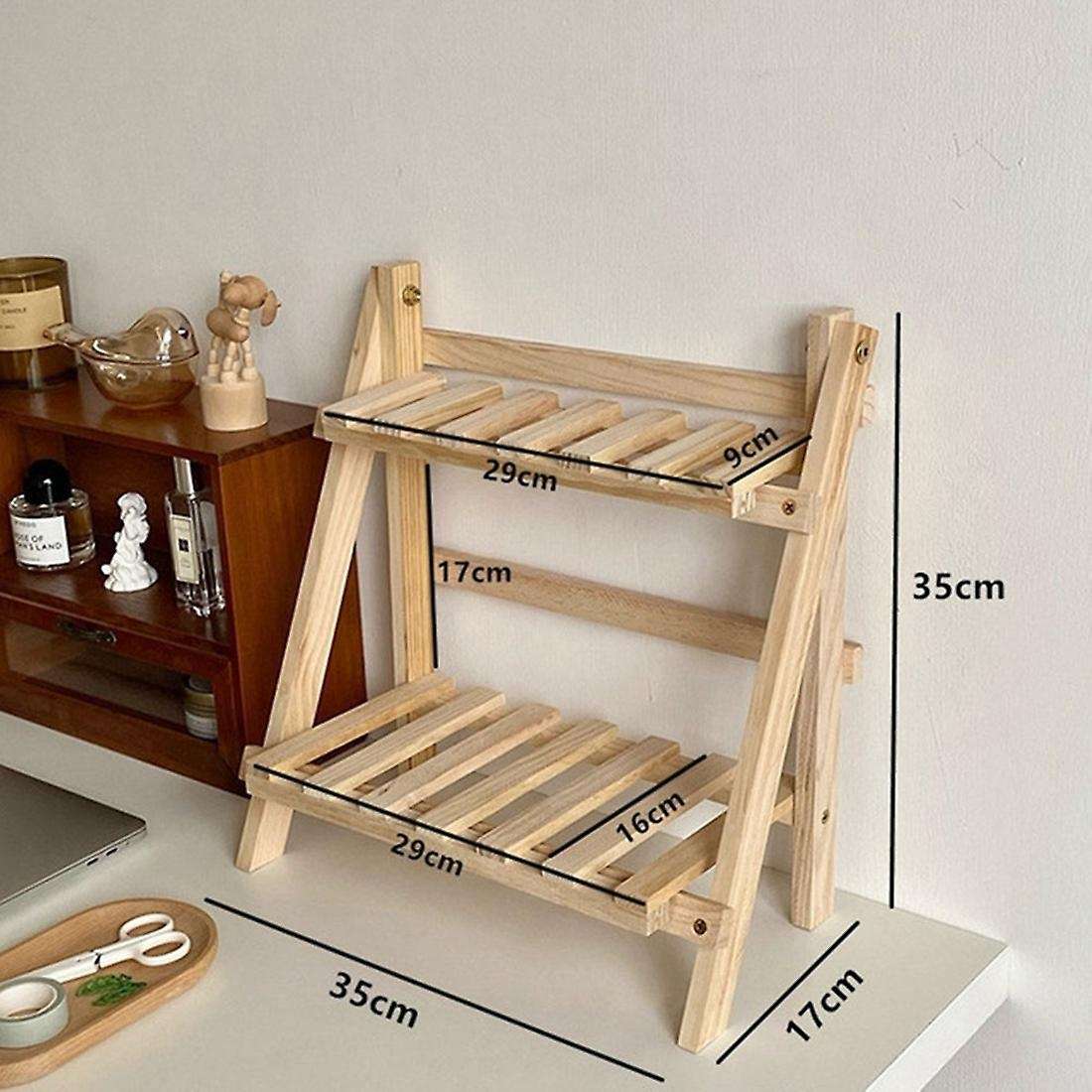 Double Layer Adjustable Wooden Bookshelf Stationery Organizer Shelves