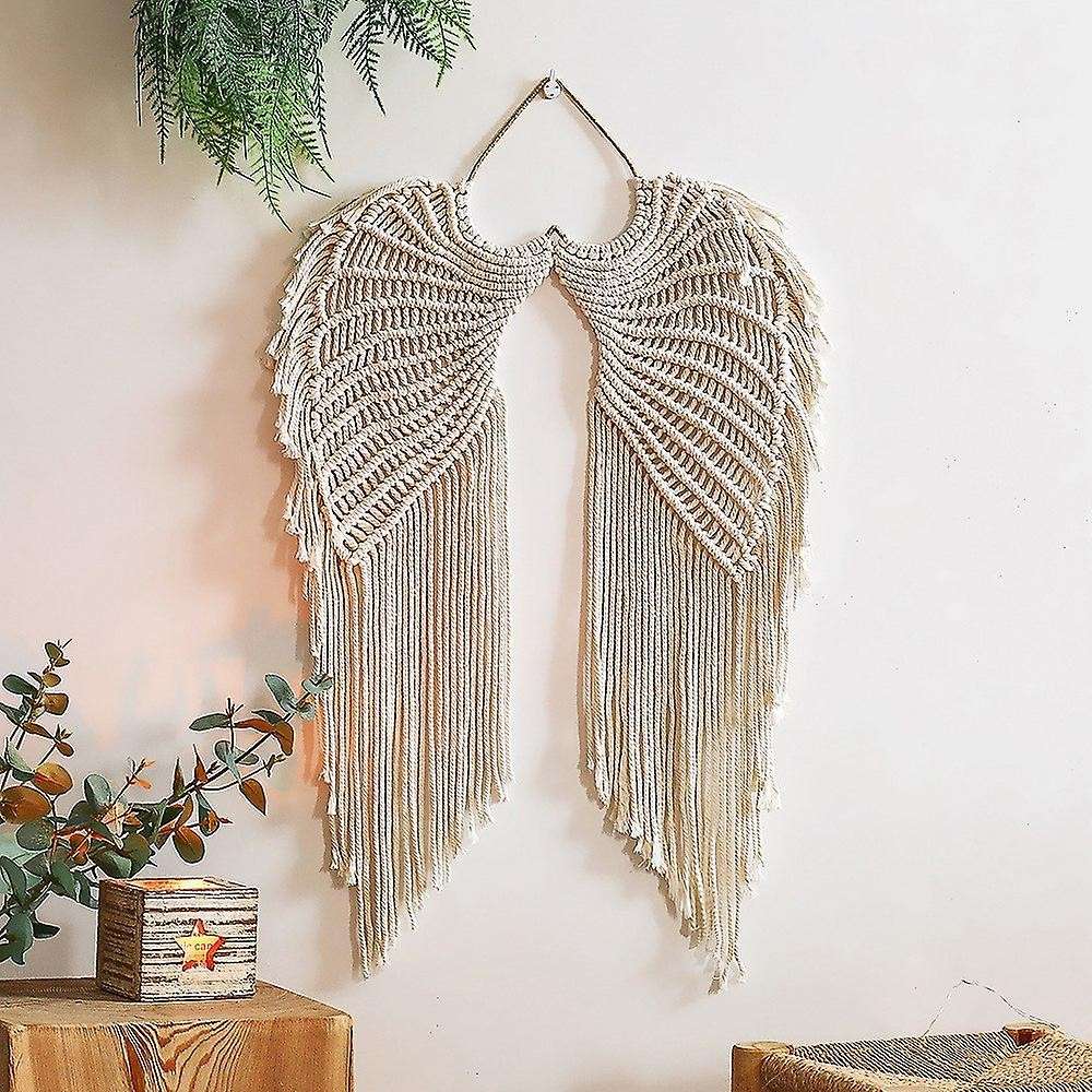 Macrame Wall Hanging Hand-woven Angel Wings Tapestry for Living Room