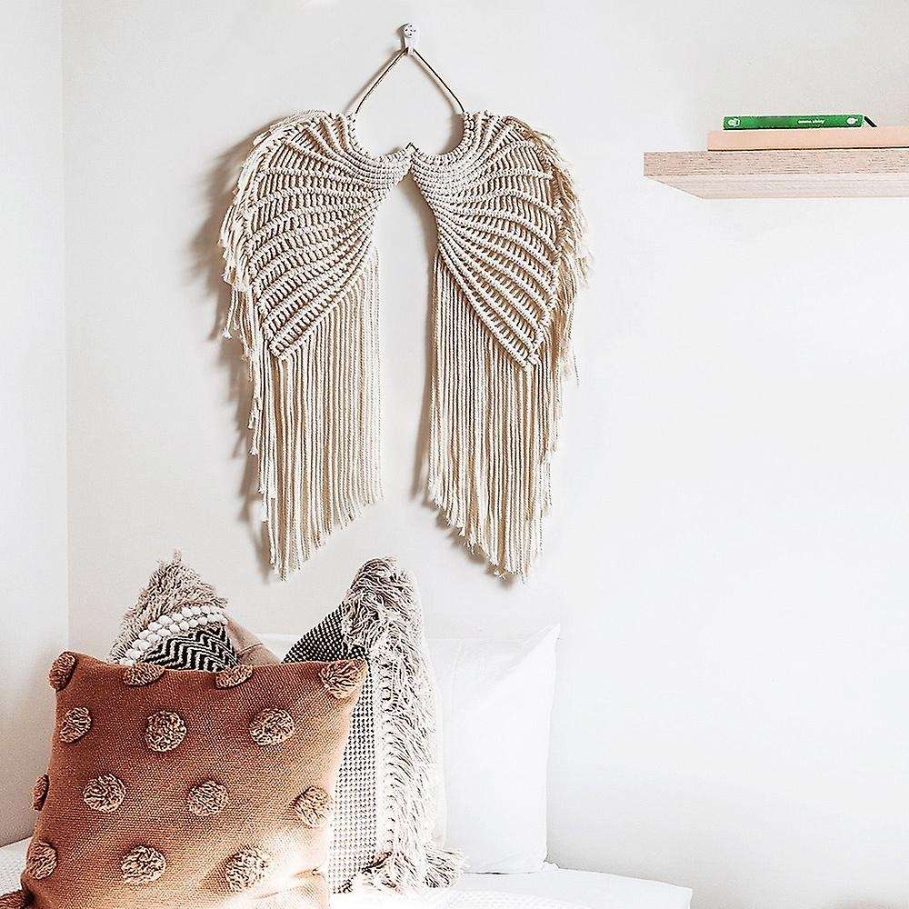 Macrame Wall Hanging Hand-woven Angel Wings Tapestry for Living Room