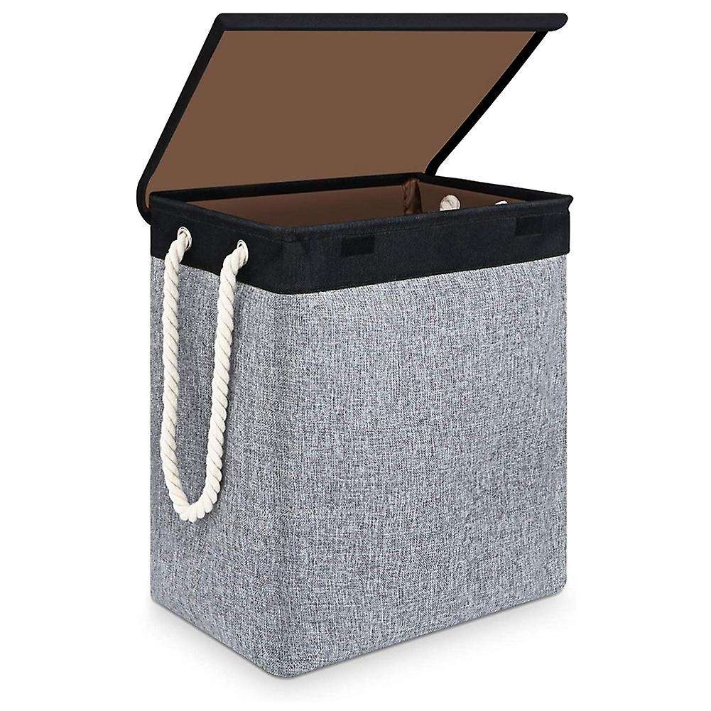 Large Laundry Basket with Lid, Collapsible Linen Laundry Hamper -a