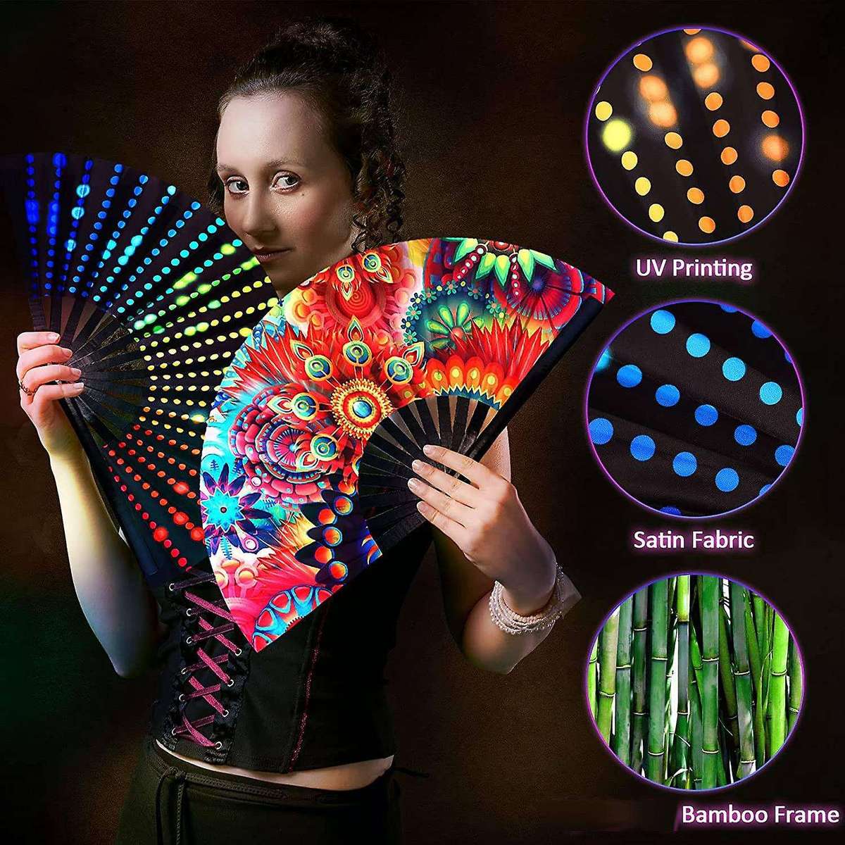 4 Pieces Hand Fan Folding Fans Craft Hand Fans
