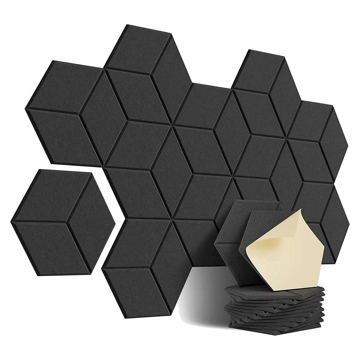 12 Pack Acoustic Foam,self-adhesive Sound Proof Panels(black)