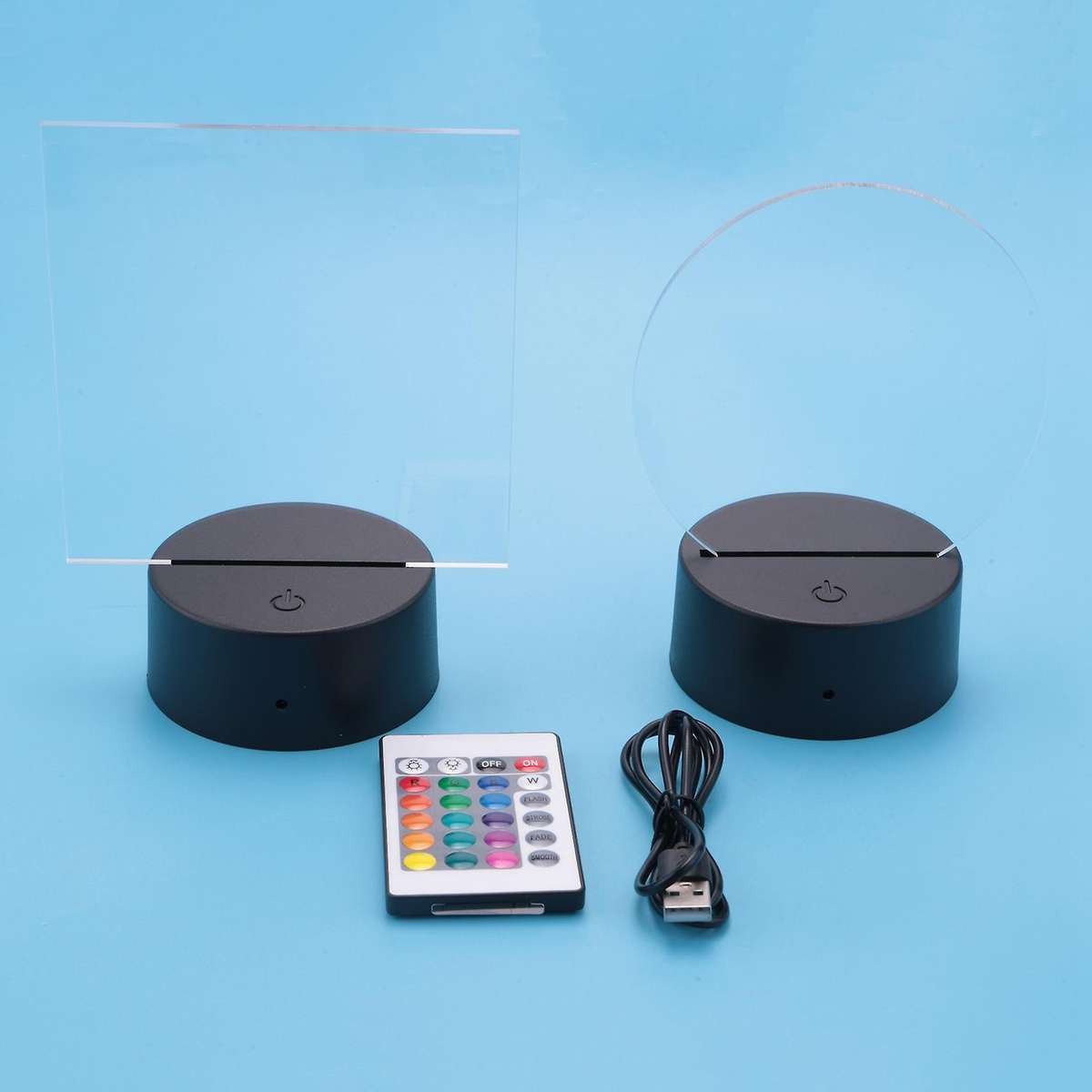 4 Pieces Clear Acrylic Sheets and 4 Pieces Light Base (black Base)