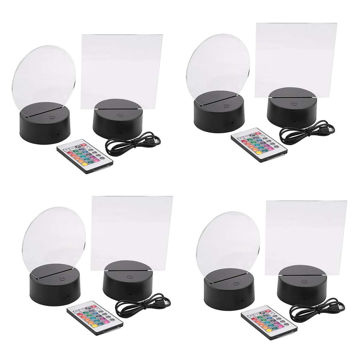 4 Pieces Clear Acrylic Sheets and 4 Pieces Light Base (black Base)