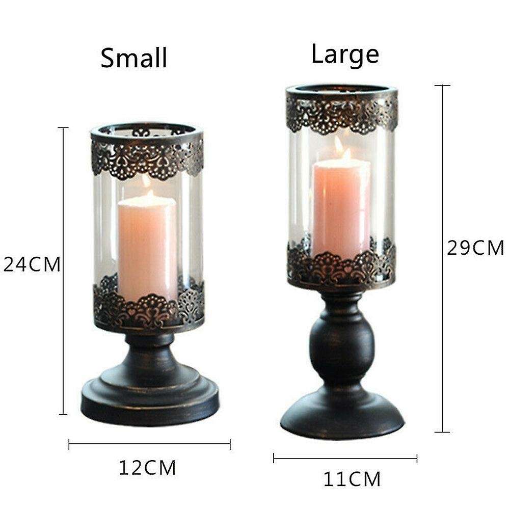 Retro Iron Decorative Candles Holder for Party Wedding 2pcs -black