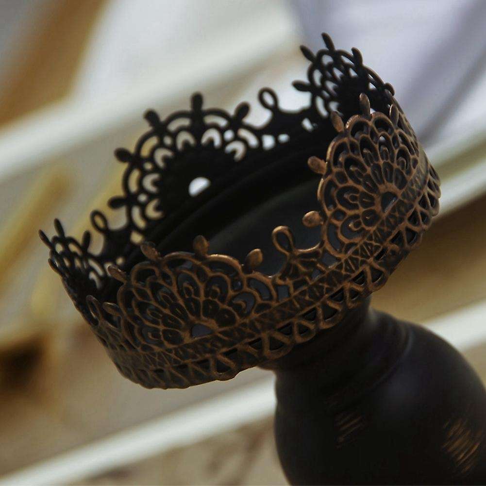 Retro Iron Decorative Candles Holder for Party Wedding 2pcs -black