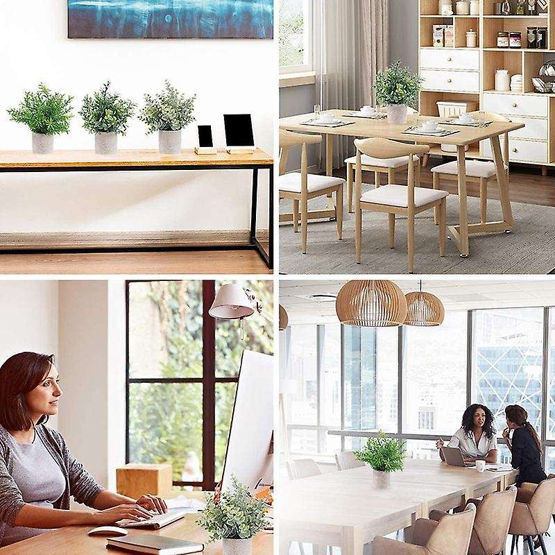 3 Pack Mini Artificial Potted Plants Boxwood Greenery Houseplant