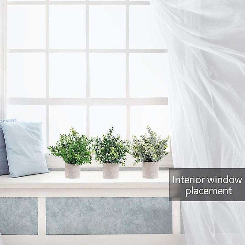 3 Pack Mini Artificial Potted Plants Boxwood Greenery Houseplant