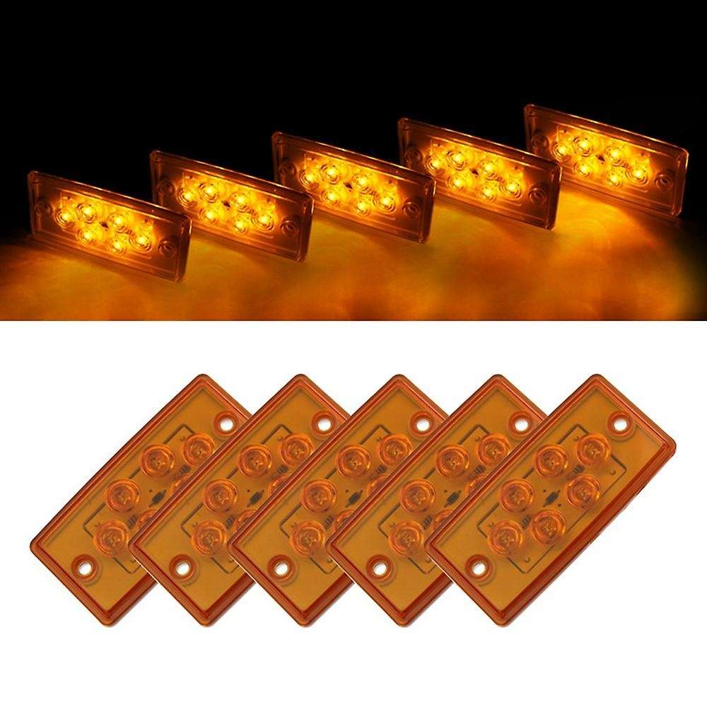 5pcs Truck Side Marker Light 6led Truck Turn Signal Trailer Light