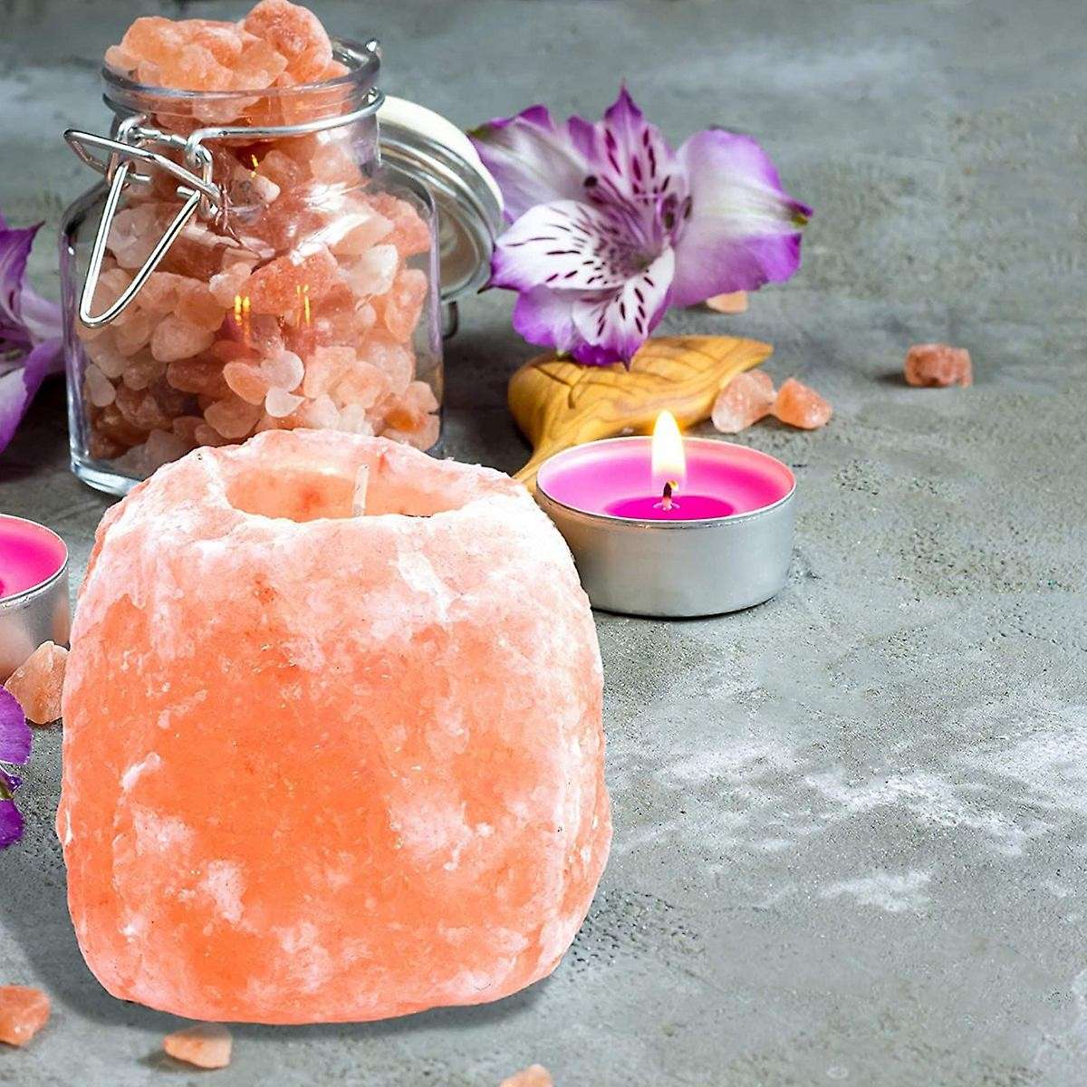 Natural Himalayan Salt Lamp Tea Light Candle Holder,(without Candles)