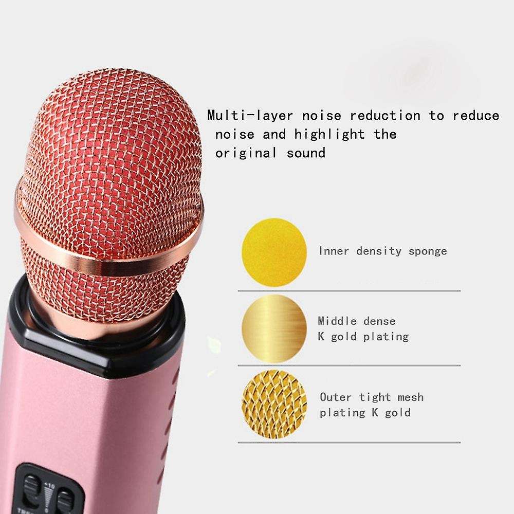 K6 Bluetooth Karaoke Mic Handheld Condenser Dual Speaker Pink