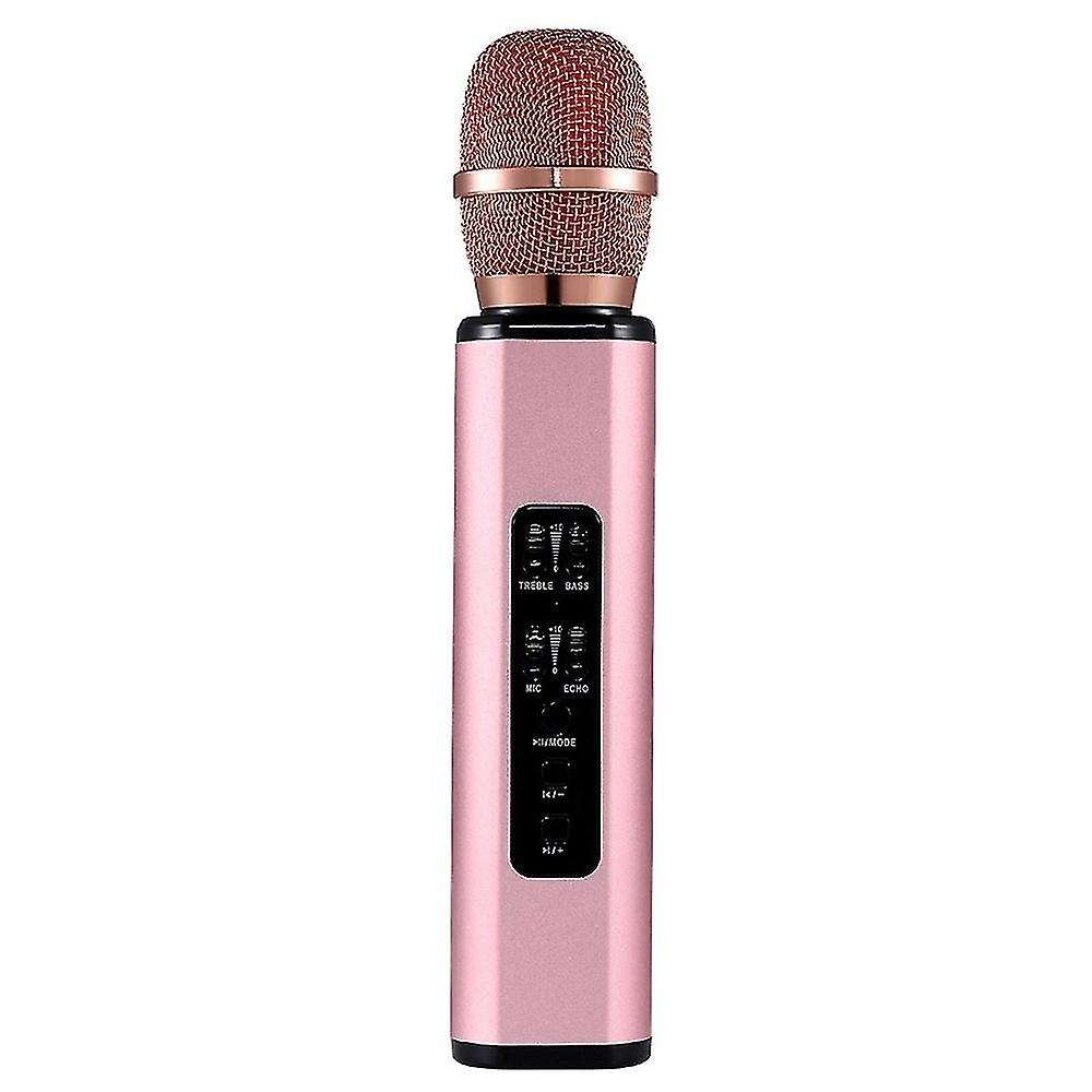 K6 Bluetooth Karaoke Mic Handheld Condenser Dual Speaker Pink