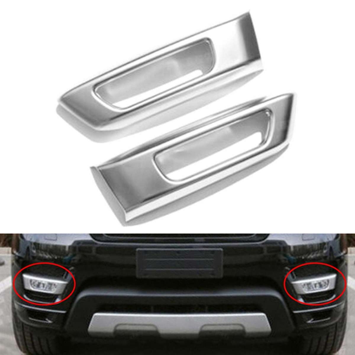 1pair Fog Light Cover Bumper Fog Lamp Trim Bright Black