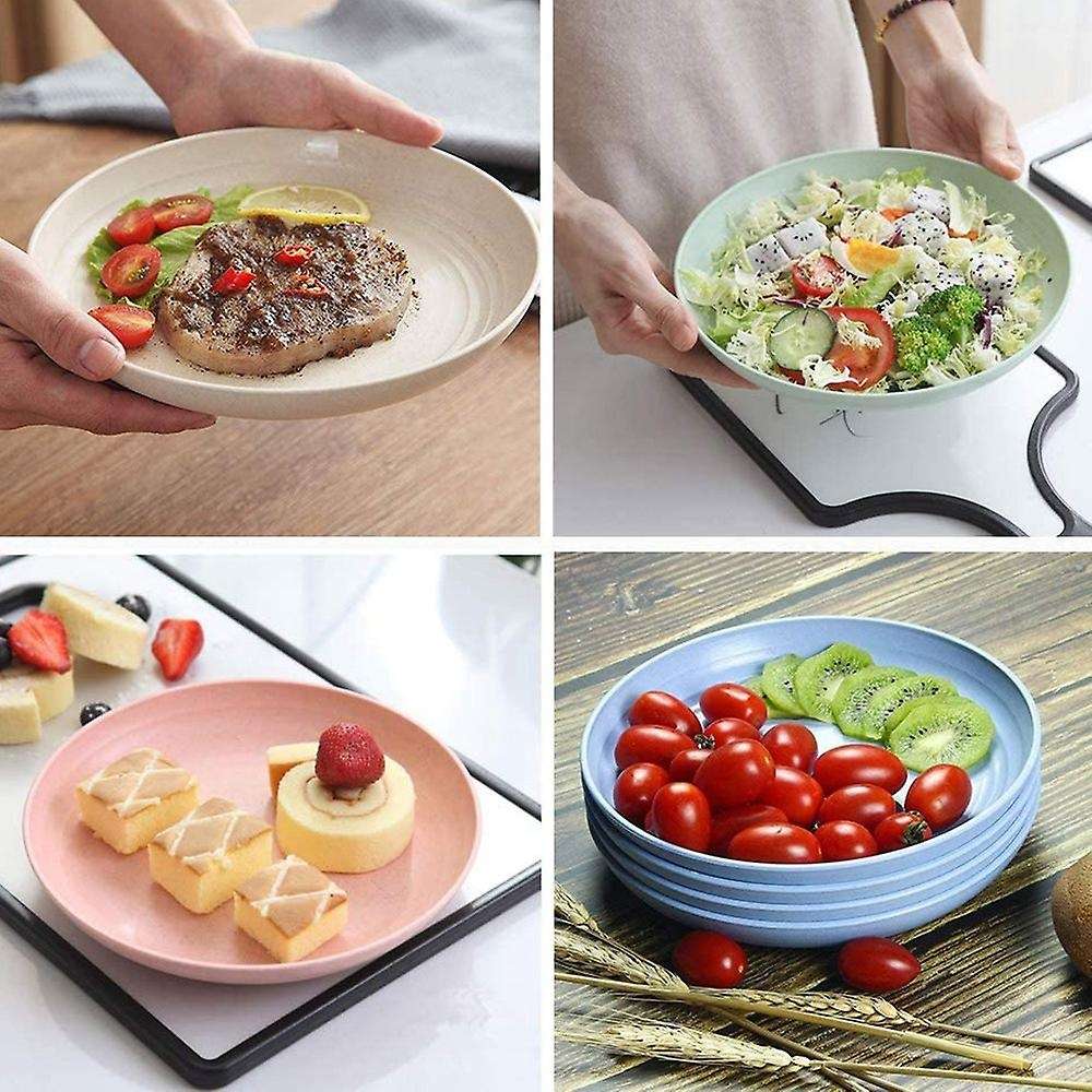 12 Pack Wheat Straw Dinner Plate, for Salad(6.8inch,7.8inch, 8.8inch)