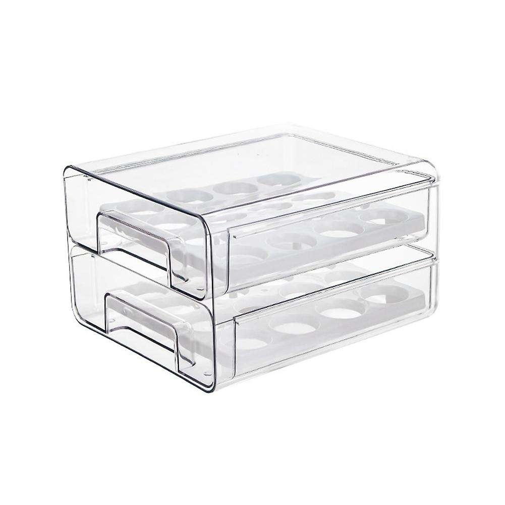 Egg Holder for Refrigerator with Removable Tray 32 Grid 2-layer