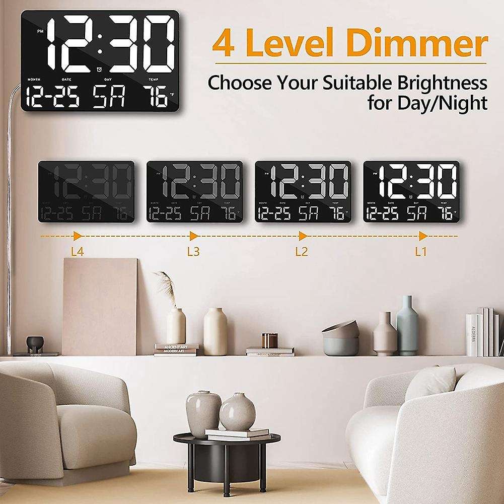 Digital Clock Large Display, Led Wall Clock for Home Office A