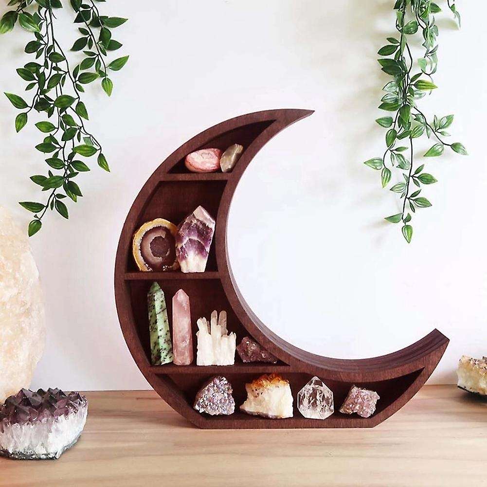 Moon Shelf Room Decor Crystal Shelf Reversible Wooden Essential