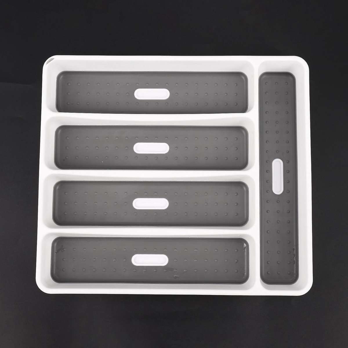 2x Large Gray Container 5 Compartments Storage Box for Tableware