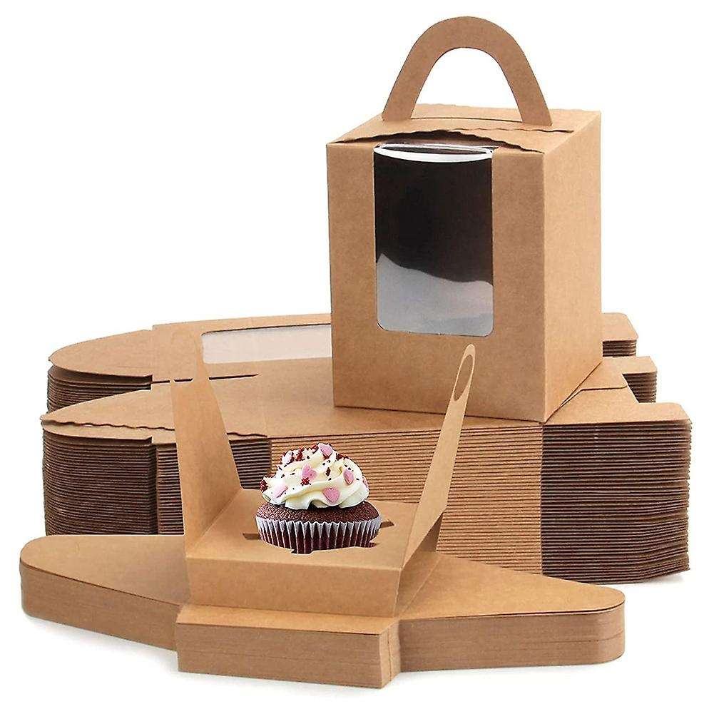 50pcs Individual Cupcake Containers,cupcake Boxes,brown