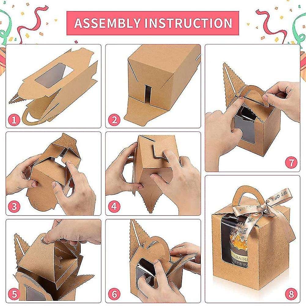 50pcs Individual Cupcake Containers,cupcake Boxes,brown