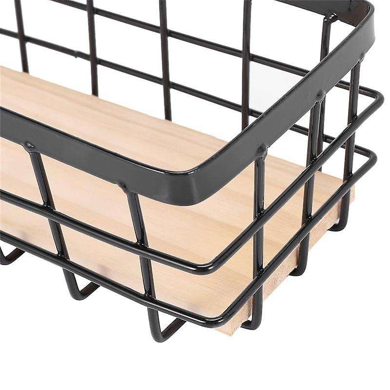 3x Iron Storage Holders Storage Shelf Wall Hanging Storage Box-black